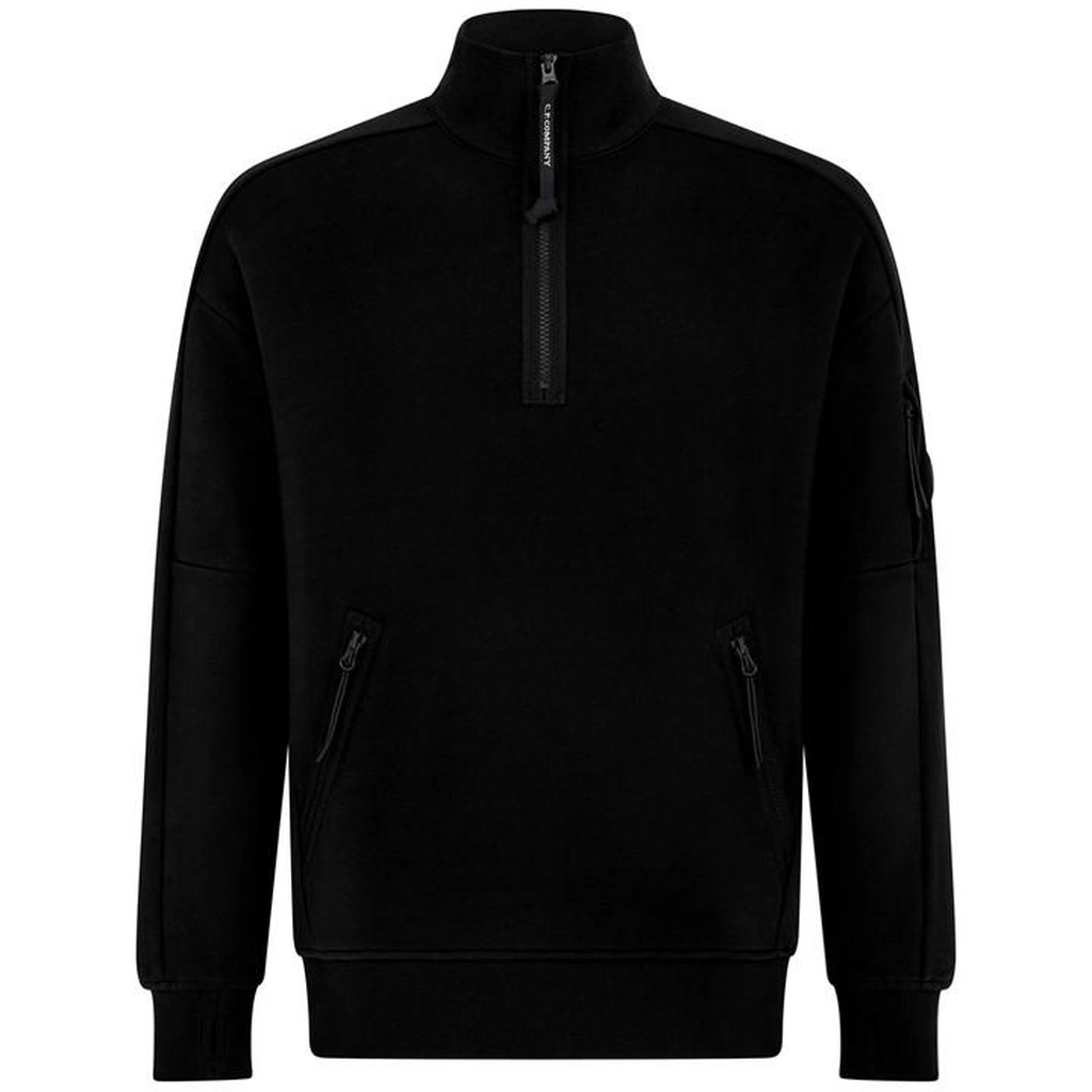 CP Company Men's Lens Quarter-Zip Fleece Top - Black